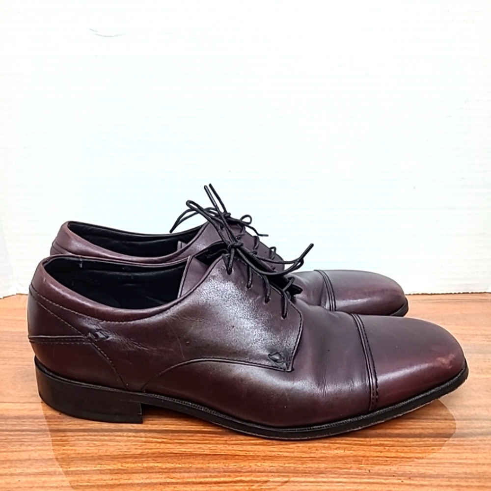 Florsheim Mens Welles Oxford Dress Shoes Size 10D Cognac Calfskin Leather